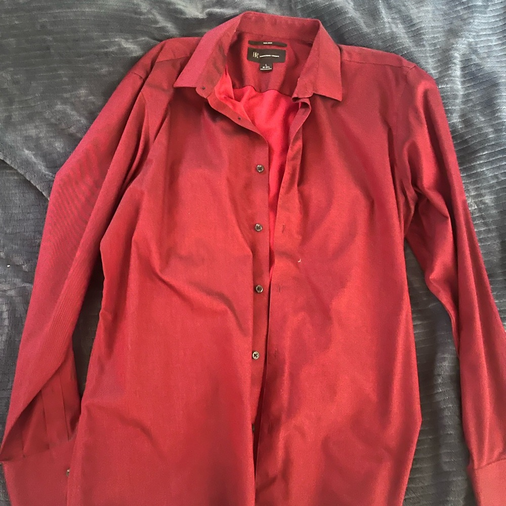 Men's burgandy Red Button-Up Shirt